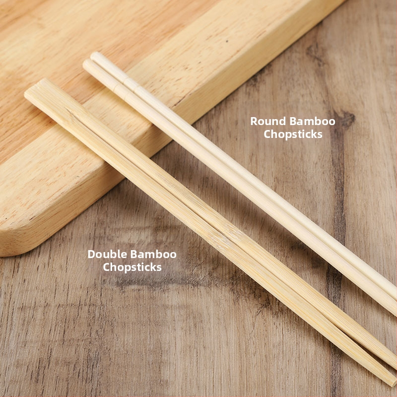 Jednorázový bambusový súbor príborov: paličky a lyžička, štyri diely, kruhový tvar, štyri v jednom, prispôsobiteľné, balenie 500 ks