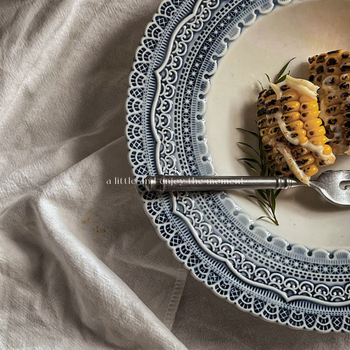 Porcelanska keramička ploča s podglazurnom bojom, kružnog oblika, retro stil, pogodna za mikrovalnu