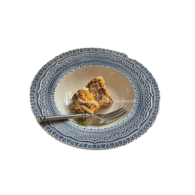 Porcelanska keramička ploča s podglazurnom bojom, kružnog oblika, retro stil, pogodna za mikrovalnu