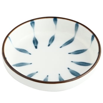 Porcelanski tanjur za umake i dip - ručno oslikan, okrugli, prugasti uzorak, retro luksuzni stil, mikrovalna kompatibilan