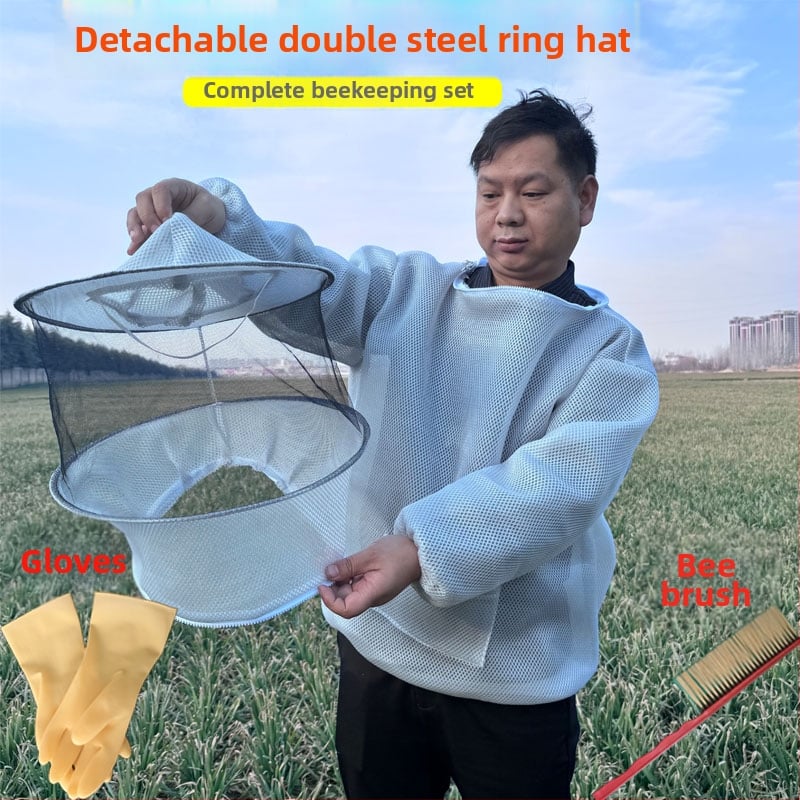 Dýchajúci bavlnený oblek pre včelárov, rozdelený typ, ochrana proti bodnutiu, s sieťovou kapucou
