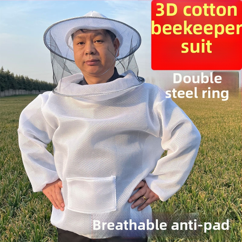 Dýchajúci bavlnený oblek pre včelárov, rozdelený typ, ochrana proti bodnutiu, s sieťovou kapucou