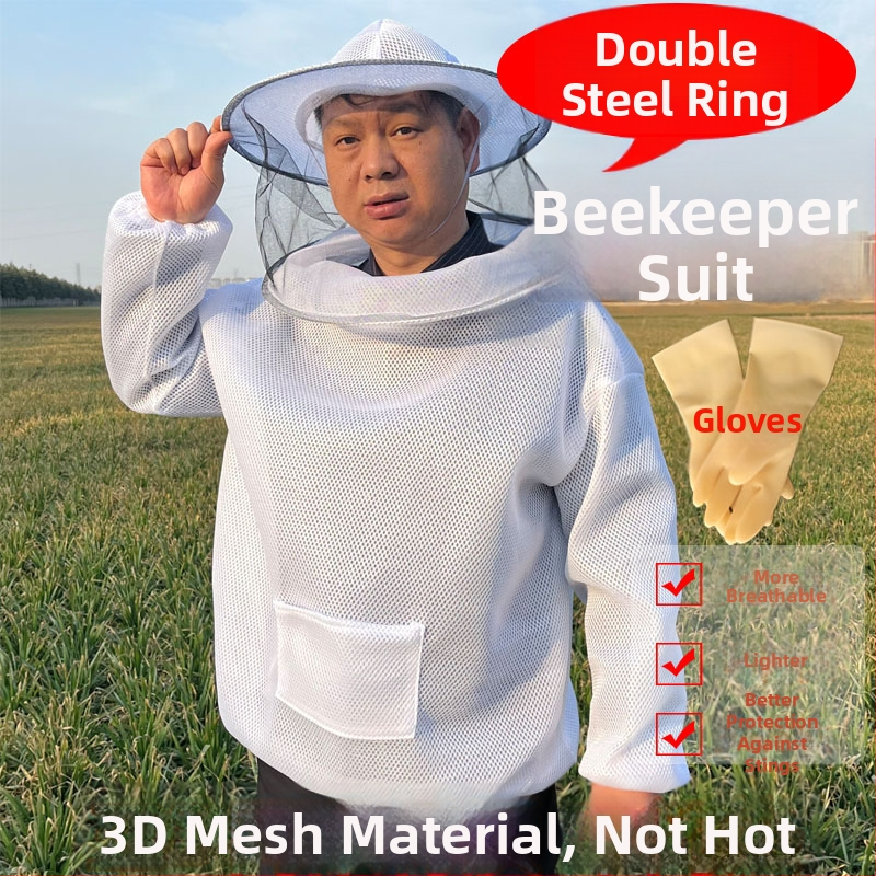 Dýchajúci bavlnený oblek pre včelárov, rozdelený typ, ochrana proti bodnutiu, s sieťovou kapucou