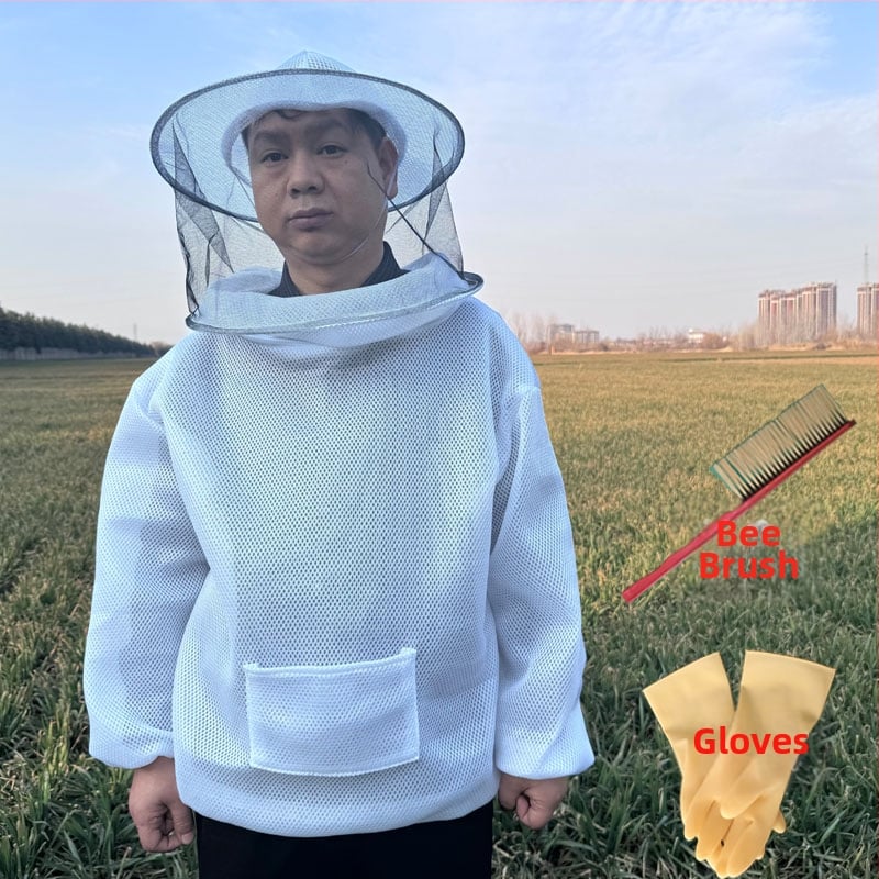 Dýchajúci bavlnený oblek pre včelárov, rozdelený typ, ochrana proti bodnutiu, s sieťovou kapucou