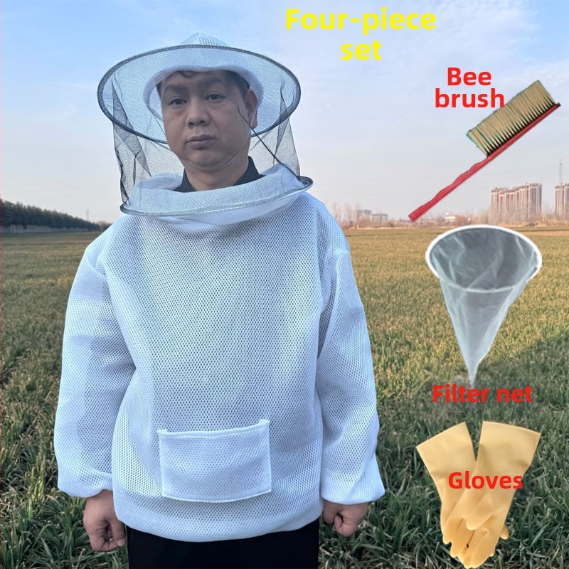 Dýchajúci bavlnený oblek pre včelárov, rozdelený typ, ochrana proti bodnutiu, s sieťovou kapucou