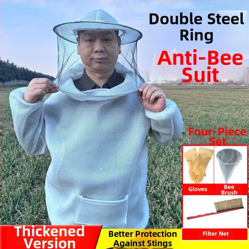 Dýchajúci bavlnený oblek pre včelárov, rozdelený typ, ochrana proti bodnutiu, s sieťovou kapucou