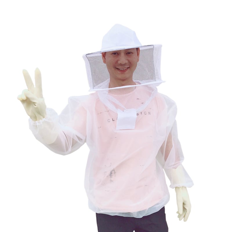 Prozračan pčelarski kombinezon od pamuka, podijeljenog tipa, zaštita od uboda, s mrežastom kapom