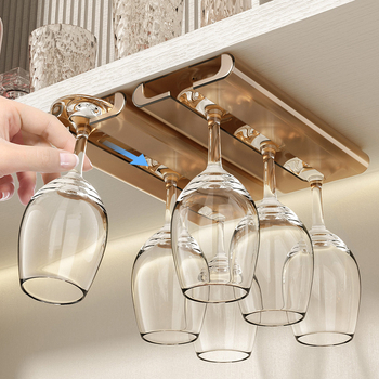 Стенно монтиран държач за чаши за вино, пластмасов, без пробиване на дупки, модерен минималистичен стил, тегло 145 g