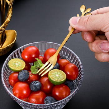 Rozsdamentes acél gyümölcs villa készlet, modern minimalista stílus, Swan Seat Fruit Fork, logónyomtatás
