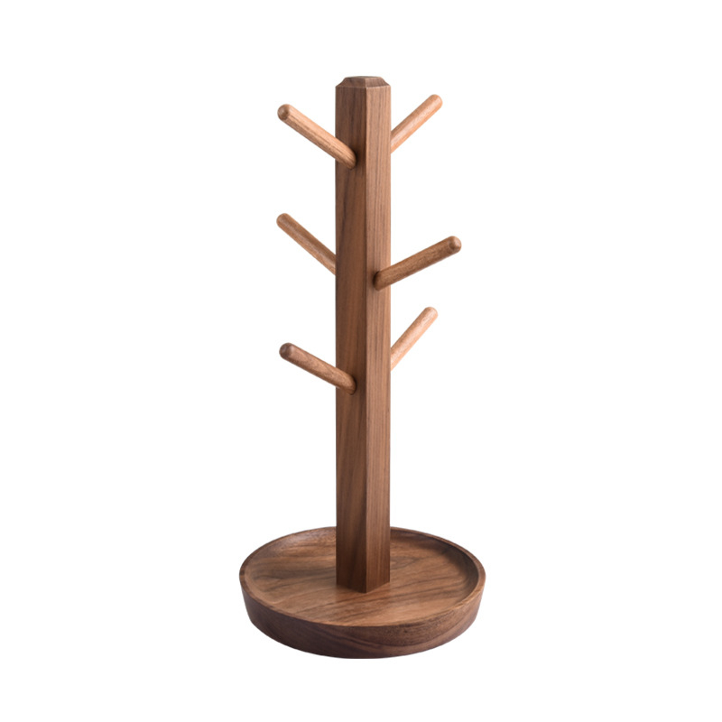 Дървен държач за чаши и настолен органайзер с отдел за ключове - минималистичен стил, масивно дърво