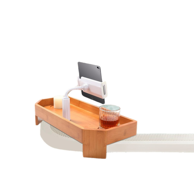 Raft de baie din lemn, în stil european – suport de masă pentru baie, 1 nivel, multifuncțional, potrivit pentru alimente, cărți și altele