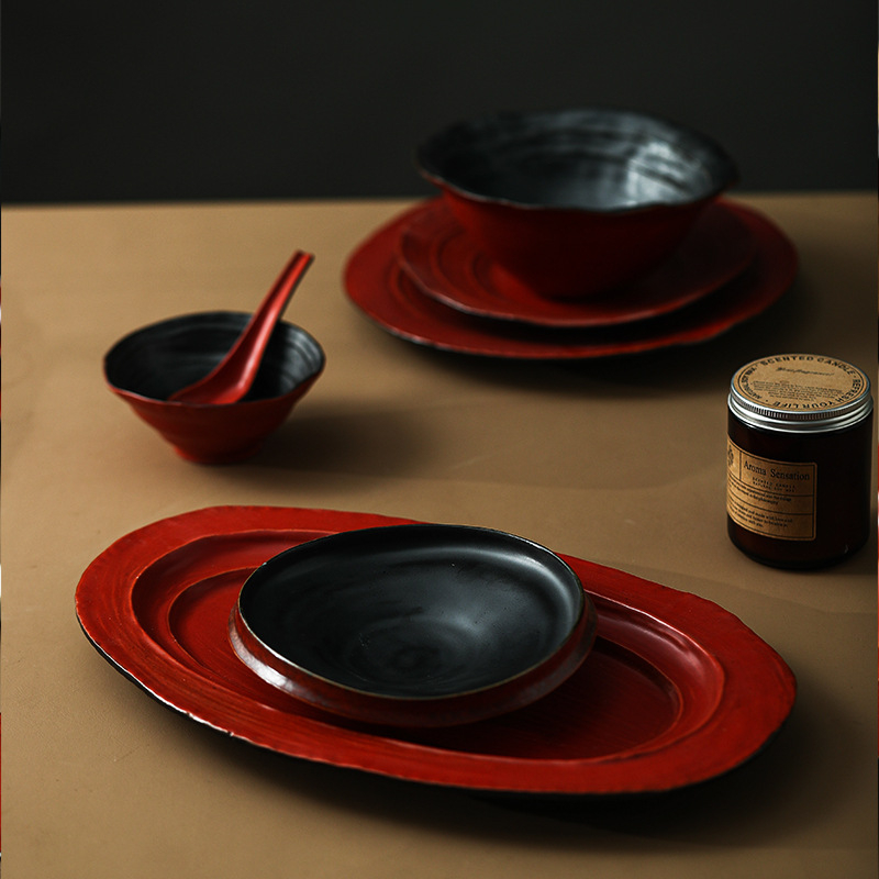 Japán stílusú kerámia étkészlet — alá-glazúros színű felület, testreszabható privát címkével, ajándéknak alkalmas