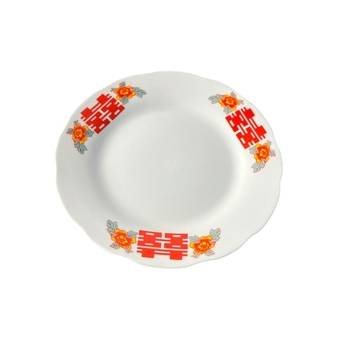 Farfurie plată ceramică cu margine în formă de lotus, stil retro vânt, lux retro ușor, fără logo; material: ceramică, stil: retro vânt