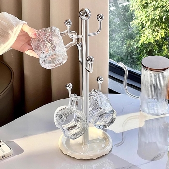 Луксозен стъклен държач за чаши с инвертирана поставка — настолен органайзер за чаши