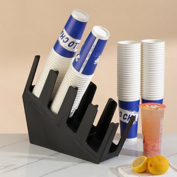 Döntött négy rekeszes pohártartó, injektált műanyagból, modern minimalist design, súly 600 g