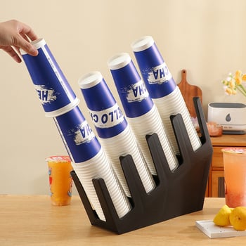 Döntött négy rekeszes pohártartó, injektált műanyagból, modern minimalist design, súly 600 g