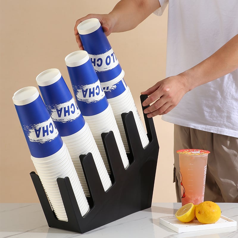 Döntött négy rekeszes pohártartó, injektált műanyagból, modern minimalist design, súly 600 g