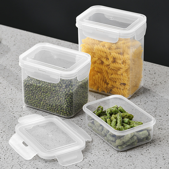 Élelmiszer-minőségű PP négyszögletes ételtároló, 800–1000 ml, mikrohullámú sütőben használható, zárható fedél, háztartási célokra