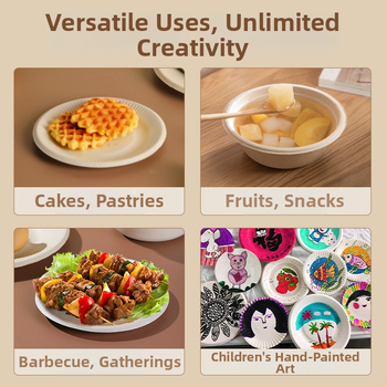 Jednorazové papierové riady: misky, taniere a podnosy – kruhového tvaru – biologicky rozložiteľné – Camellia