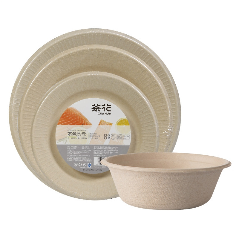 Jednorazové papierové riady: misky, taniere a podnosy – kruhového tvaru – biologicky rozložiteľné – Camellia