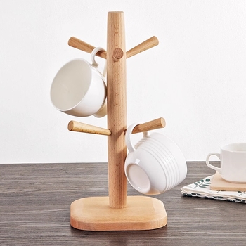 Японски стил дървен държач за чаши, държач за чаши с обрънат дренаж, монтаж без пробиване, луксозен ретро стил.