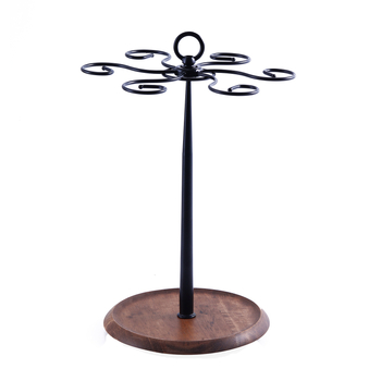 Стойка за висящи винени чаши; конструкция от желязо арт + дърво; настолен рафт за съхранение; стил: луксозно леко и ретро; пусната през есента на 2024