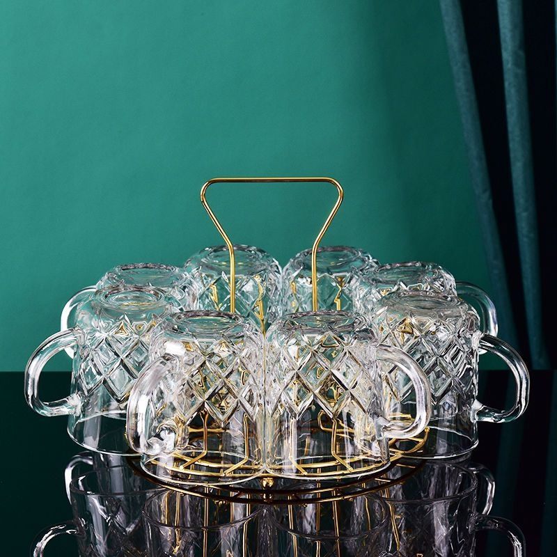 Поставка за винени чаши от електроплатирана неръждаема стомана, за 6 или 8 чаши, кухненски минималистичен дизайн с гумен ръкав