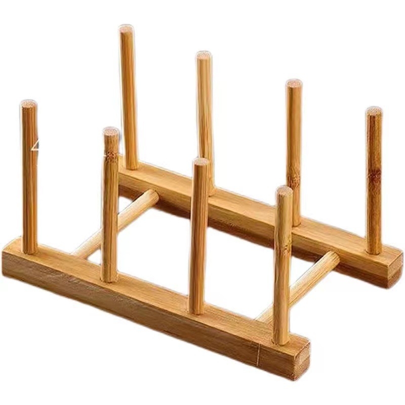 Bambuszból készült pohártartó leeresztő sínnel tálak és edények számára, két rekeszes multifunkcionális tároló, modern minimalista stílus