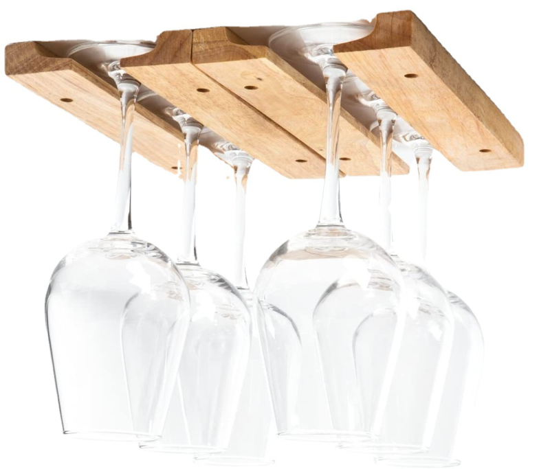 Стойка за чаши за вино, дървена, висяща, креативен дизайн
