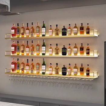 Fali borospohár-tartó vasból, fordított dizájn, modern minimalista stílus bárhoz