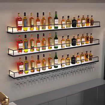 Fali borospohár-tartó vasból, fordított dizájn, modern minimalista stílus bárhoz