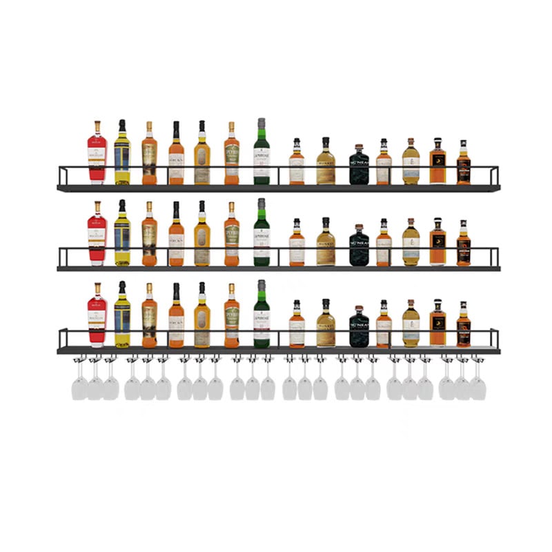 Fali borospohár-tartó vasból, fordított dizájn, modern minimalista stílus bárhoz