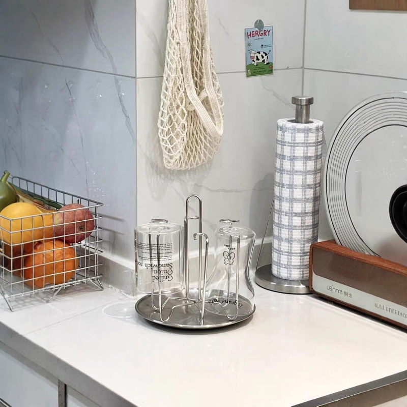 Csészetartó állvány leeresztő és fordított dizájnnal, üveg- és teás poharakhoz, egyszerű stílus, nem importált