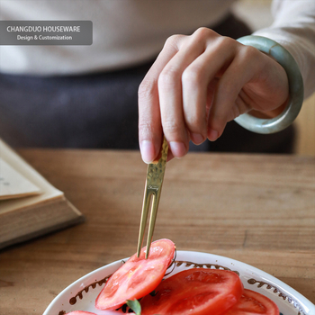 Kétfogú gyümölcs villa, rozsdamentes acél, kalapált mintázat, könnyű luxus stílus
