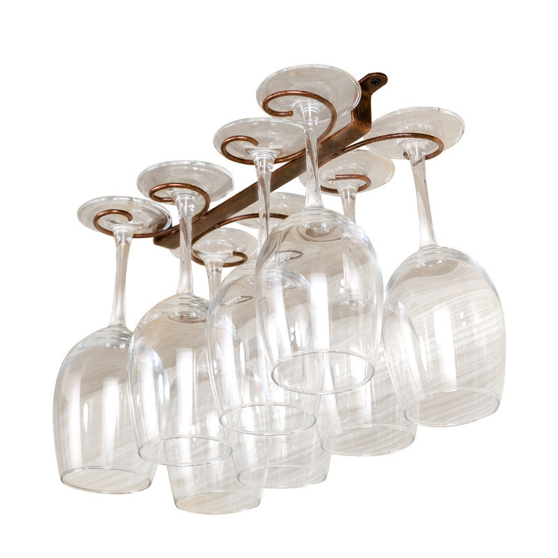 Стилен стенен държач за чаши за вино, ковано желязо, модерен минималистичен стил, варианти за 4/8/12 чаши