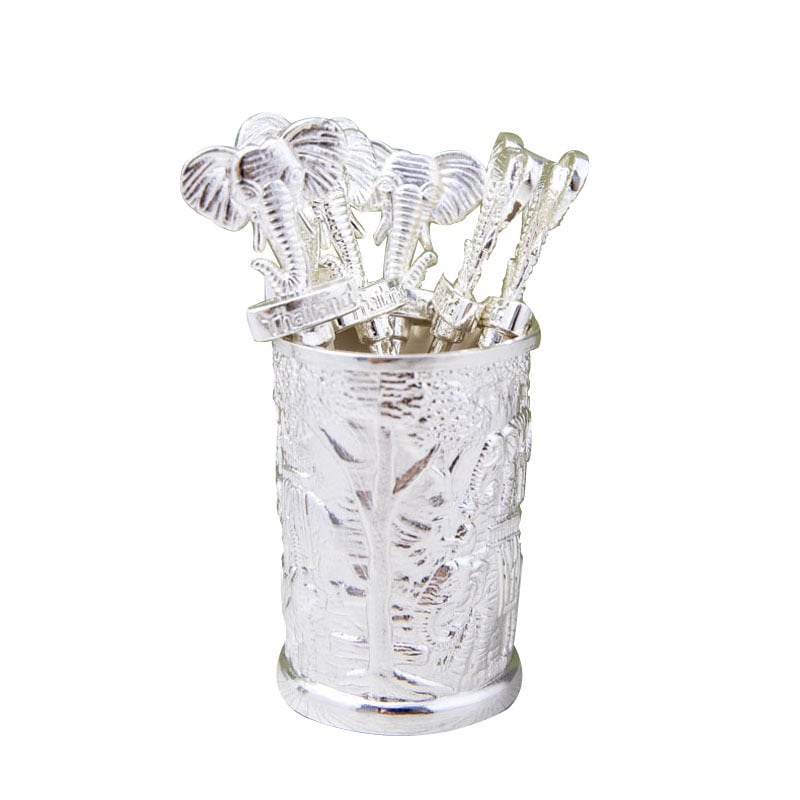 Set vilica za voće, cinkova zlitina, stil laganog luksuza, životinjski uzorak, Apricot Forest
