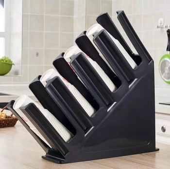 Държач за чаши за чай с мляко и кафе, наклонен четириклетъчен отдел за съхранение, ПП материал, за еднократни хартиени чаши