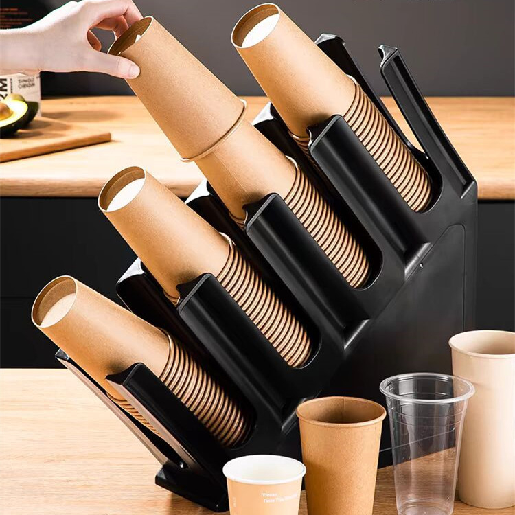 Държач за чаши за чай с мляко и кафе, наклонен четириклетъчен отдел за съхранение, ПП материал, за еднократни хартиени чаши