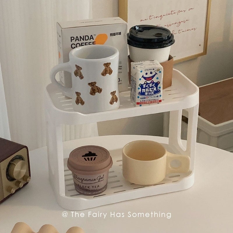 Двуетажна настолна поставка за чаши — пластмасова, мултифункционален организатор, модерен минималистичен стил, персонализирано производство по чертежи