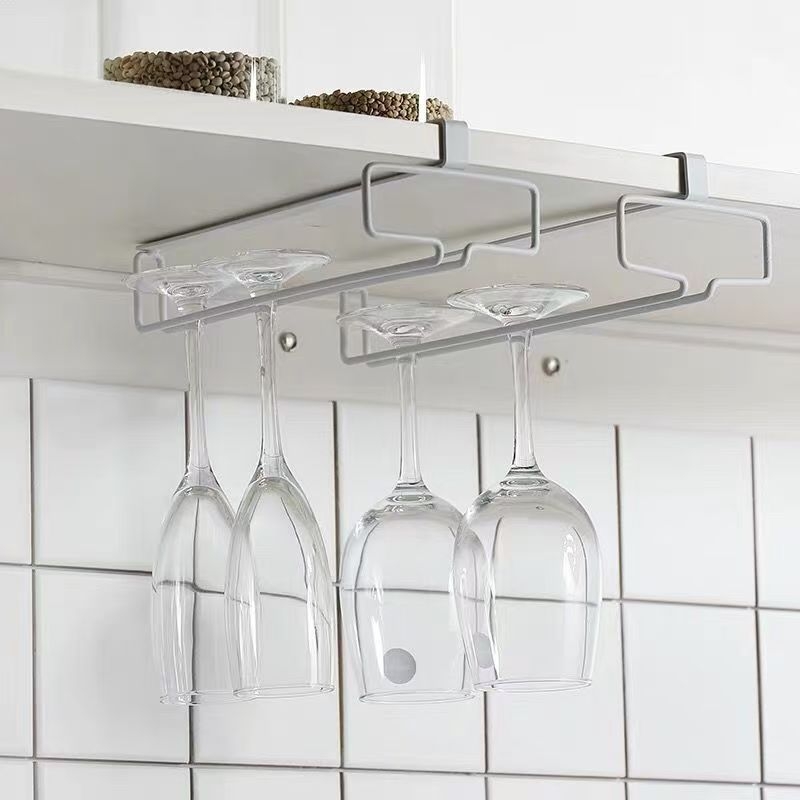 Držač za čaše za vino – zidni, od željeza, bez bušenja, moderni minimalistički stil
