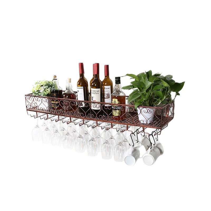 Железен стенен държач за винени чаши, висящ инвертен дизайн, модерен минималистичен стил, 3 кг