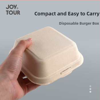 Jednorazový štvorcový obedový box z pulp z cukrovej trstiny a pšeničnej slamy, hrubý, biologicky odbúrateľný, 50 ks