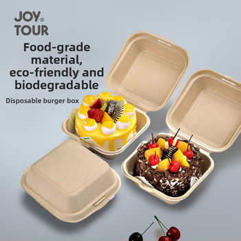 Jednorazový štvorcový obedový box z pulp z cukrovej trstiny a pšeničnej slamy, hrubý, biologicky odbúrateľný, 50 ks