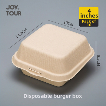 Jednorazový štvorcový obedový box z pulp z cukrovej trstiny a pšeničnej slamy, hrubý, biologicky odbúrateľný, 50 ks