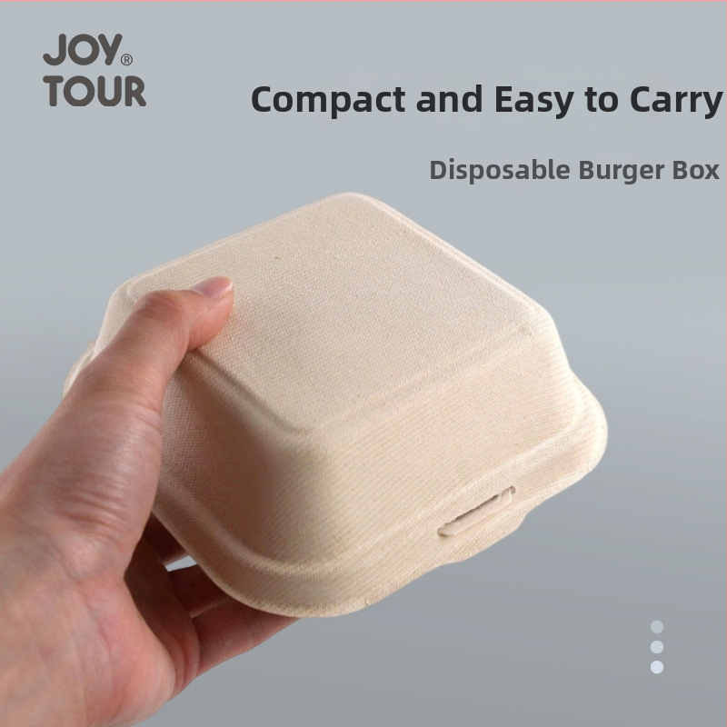 Jednorazový štvorcový obedový box z pulp z cukrovej trstiny a pšeničnej slamy, hrubý, biologicky odbúrateľný, 50 ks