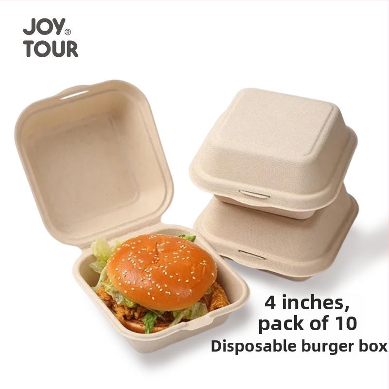 Jednorazový štvorcový obedový box z pulp z cukrovej trstiny a pšeničnej slamy, hrubý, biologicky odbúrateľný, 50 ks