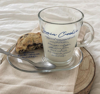 Термоустойчива стъклена чаша за кафе със чинийка — комплект от две части, западен стил с дръжка, с печатно лого