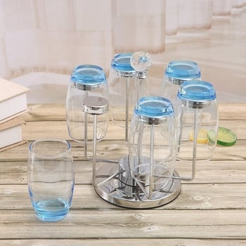 Ανοξείδωτος περιστρεφόμενος φορέας ποτηριών με δίσκο αποστράγγισης, 1,5 kg, εγκατάσταση χωρίς τρύπημα, μοντέρνο στυλ