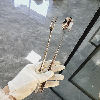 Vilice od nehrđajućeg čelika za voće i desert uz žličicu za led, moderan minimalistički dizajn, ogledni sjaj, mogućnost prilagodbe