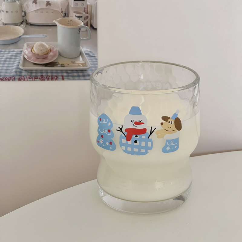 Staklena zdjela, staklo od soda-lime, cilindrični jednoservni dizajn, ledeni uzorak, moderni minimalistički stil